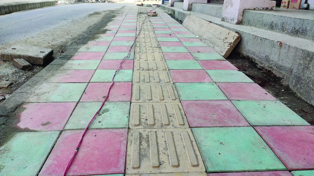 Physically challenged friendly footpaths being built in P/ling