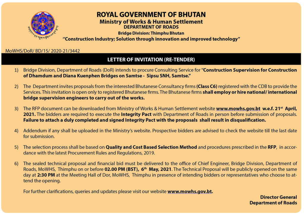 Ministry of Works and Human Settlement, Royal Government of Bhutan