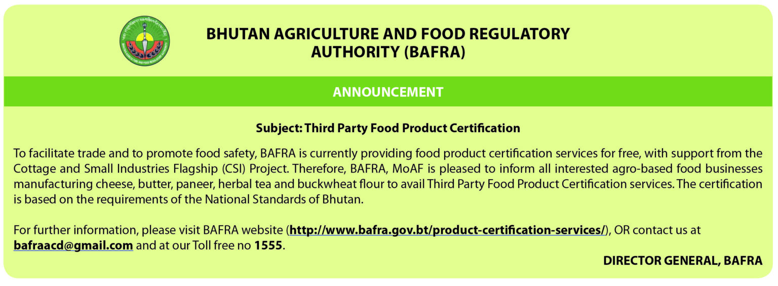 Bhutan Agriculture and Food Regulatory Authority (BAFRA)