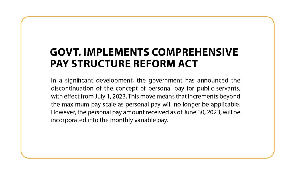 Govt. Implements Comprehensive Pay Structure Reform Act