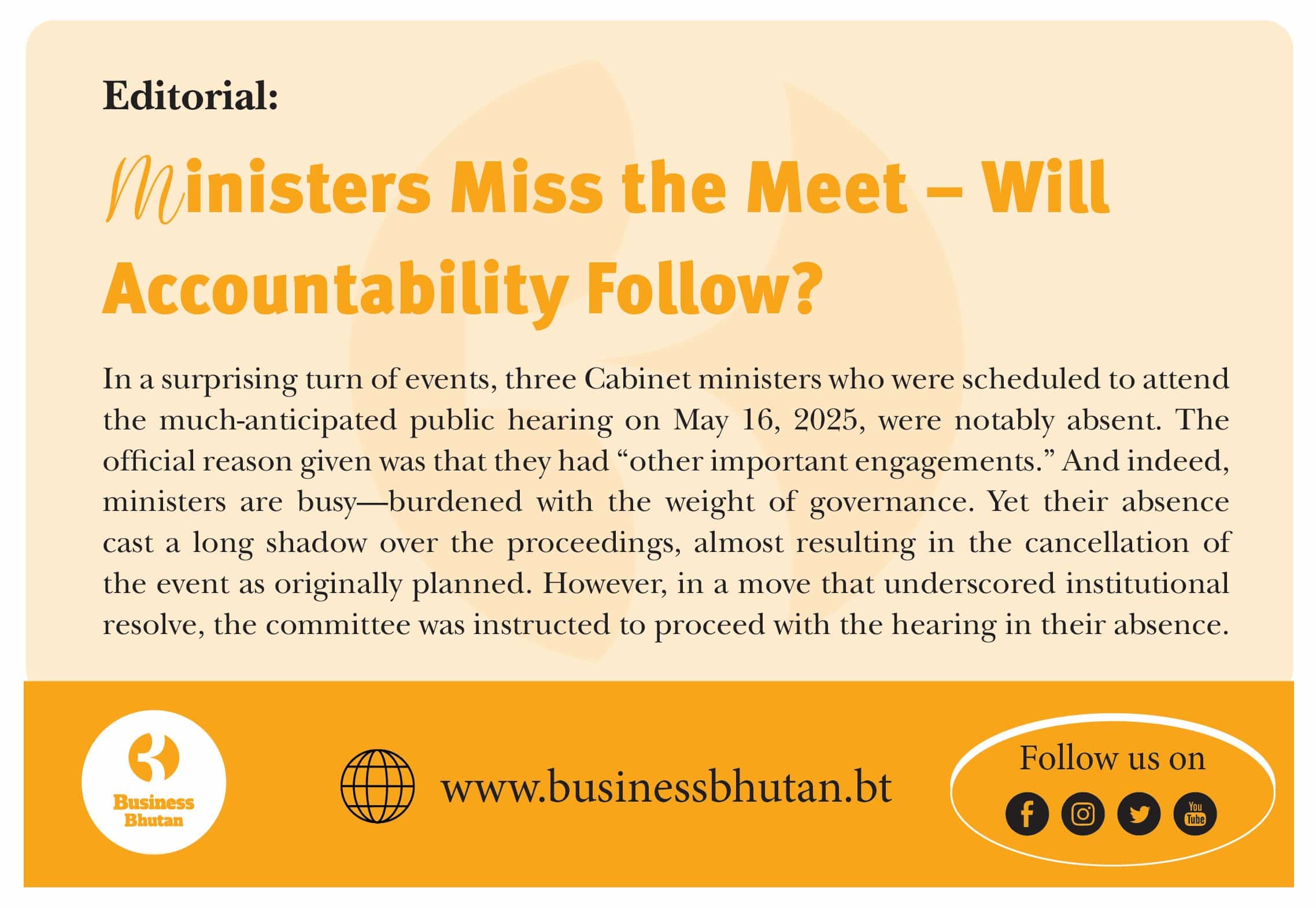 Ministers Miss the Meet – Will Accountability Follow? Ministers Miss the Meet – Will Accountability Follow?