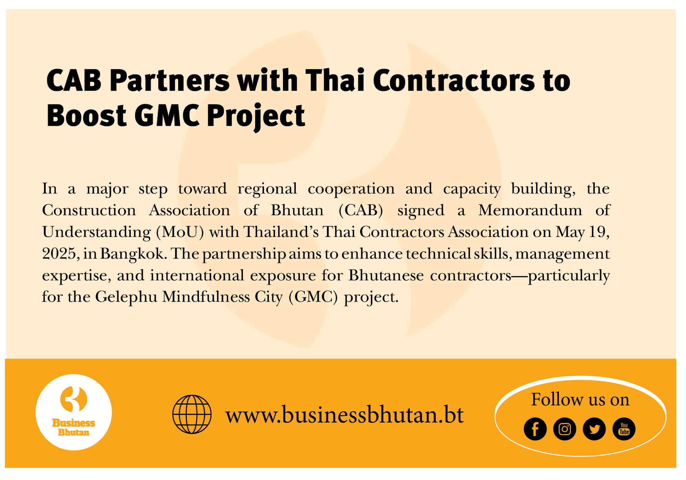 CAB Partners with Thai Contractors to Boost GMC Project