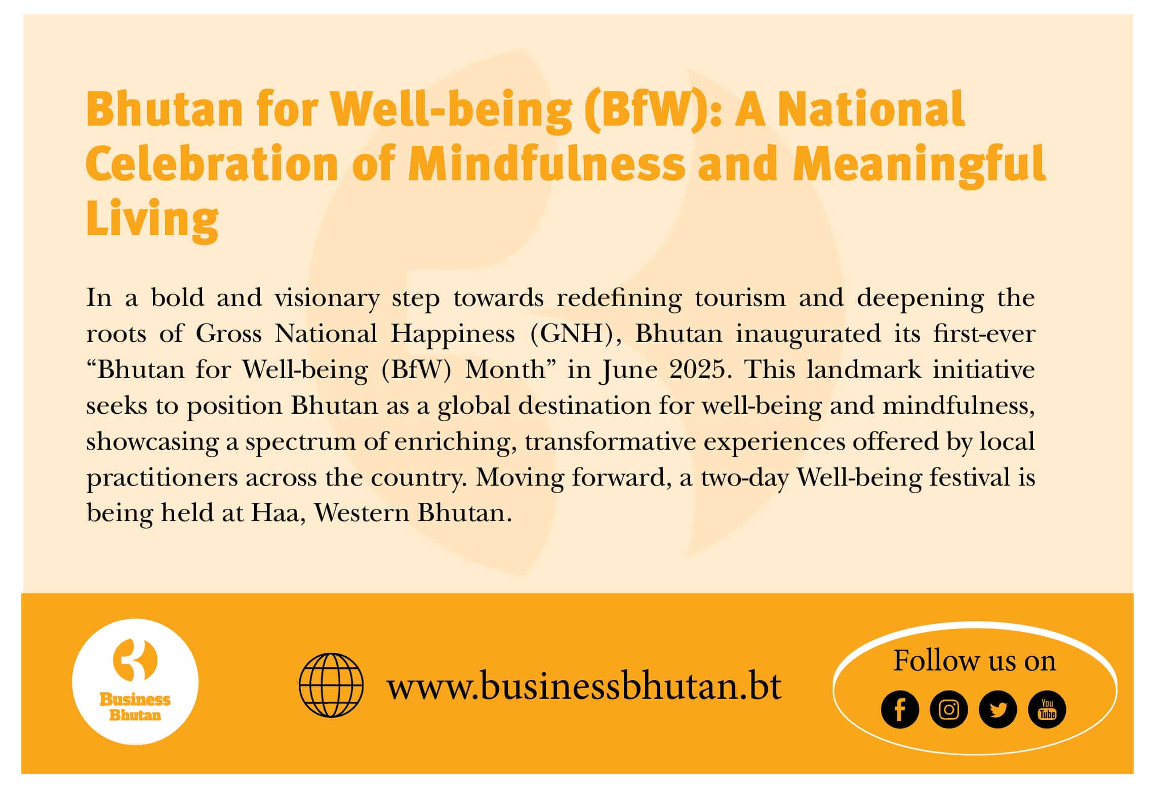 Bhutan for Well-being (BfW): A National Celebration of Mindfulness and Meaningful Living