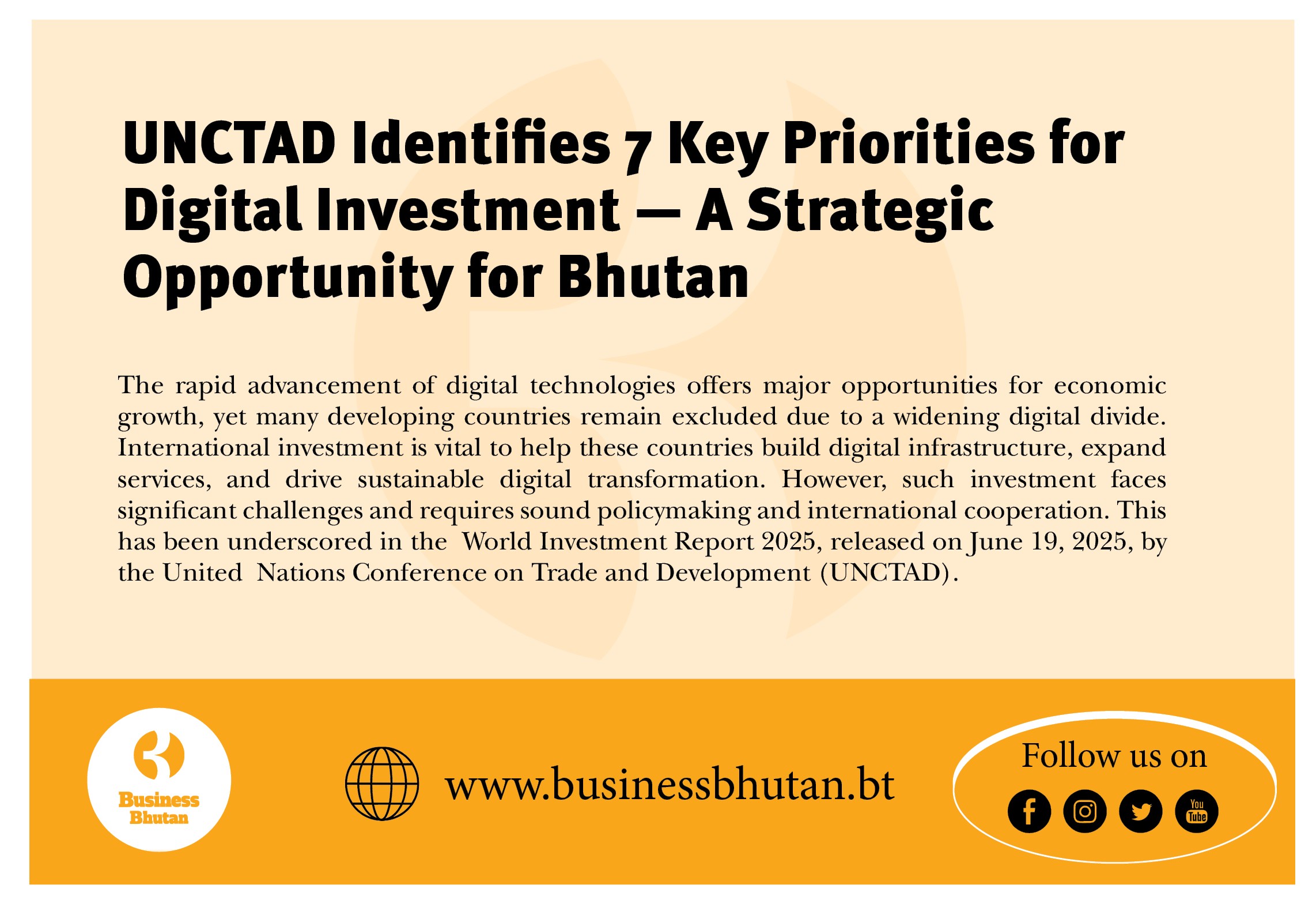 UNCTAD Identifies 7 Key Priorities for Digital Investment — A Strategic Opportunity for Bhutan