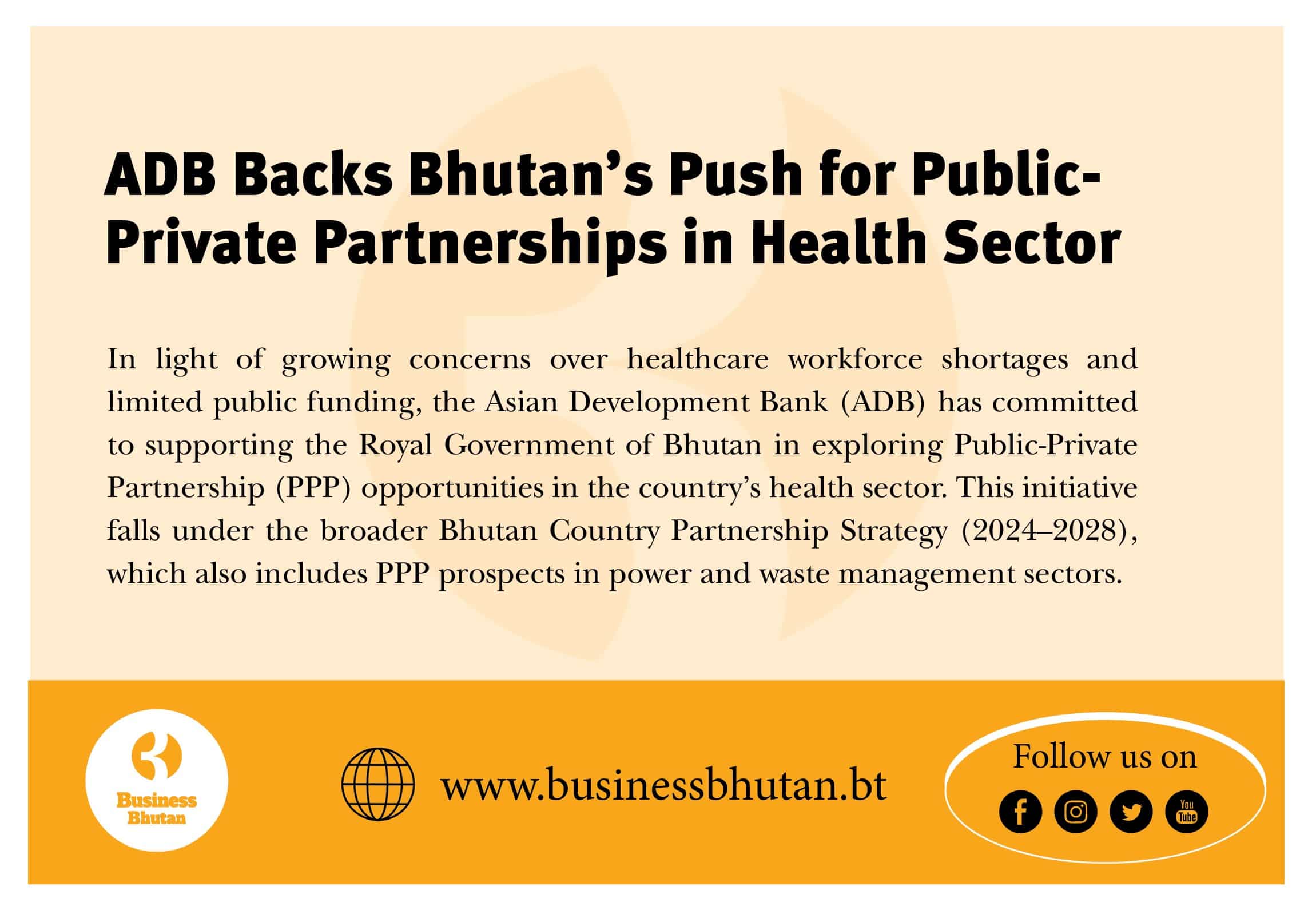 ADB Backs Bhutan’s Push for Public-Private Partnerships in Health Sector
