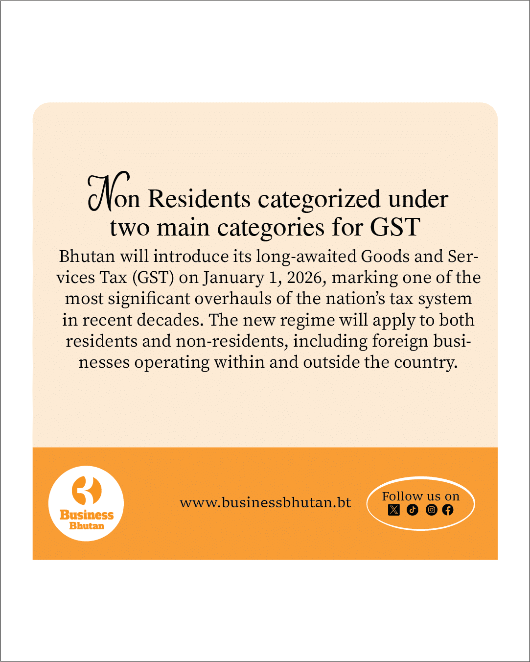 Non Residents categorized under two main categories for GST
