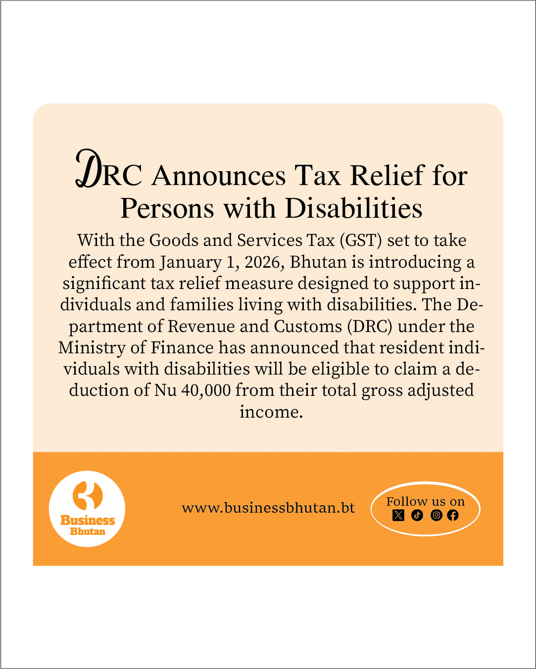 DRC Announces Tax Relief for Persons with Disabilities