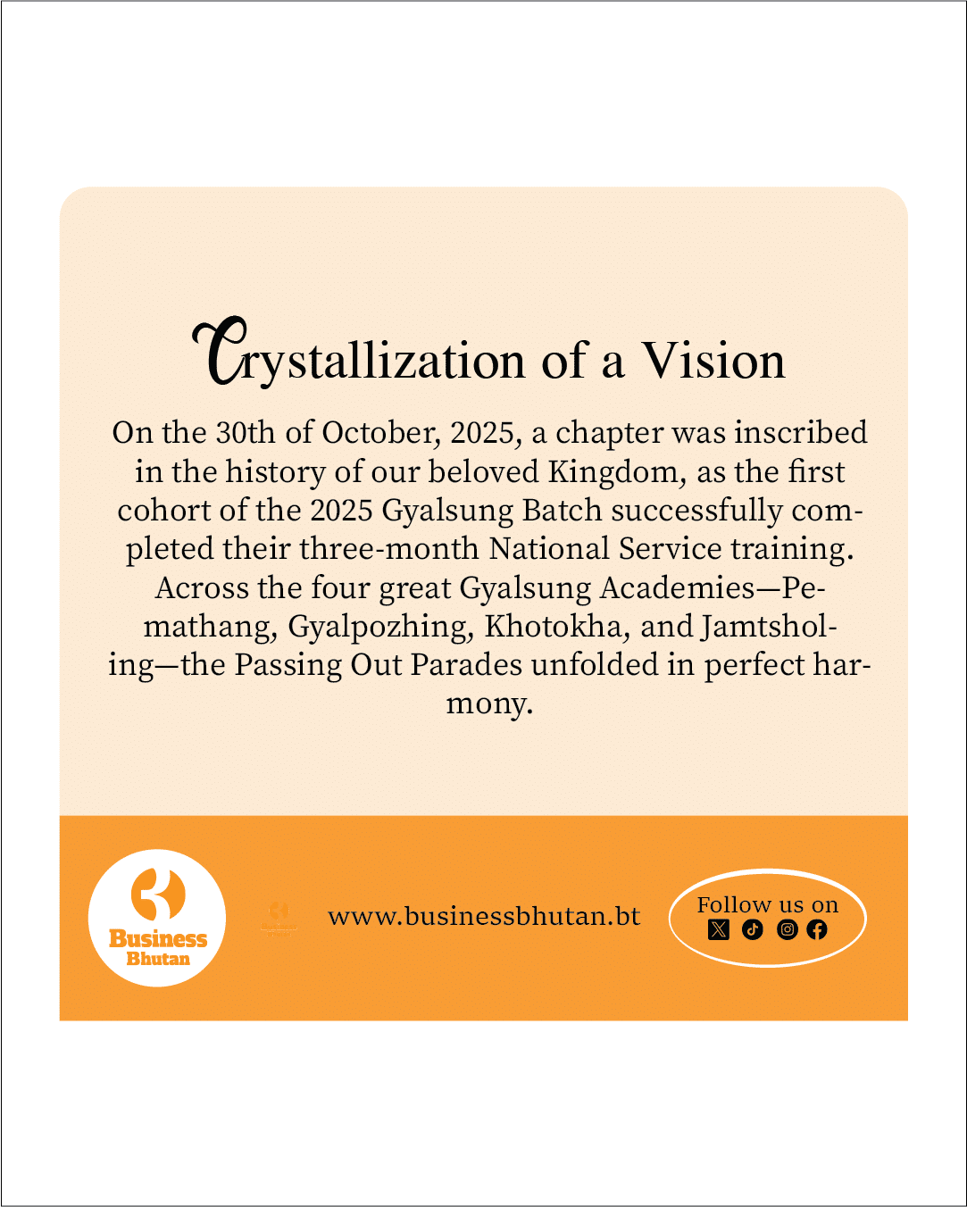 Crystallization of a Vision