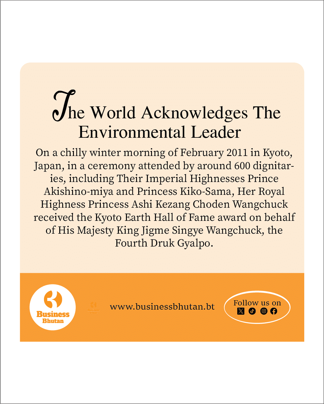 The World Acknowledges The Environmental Leader