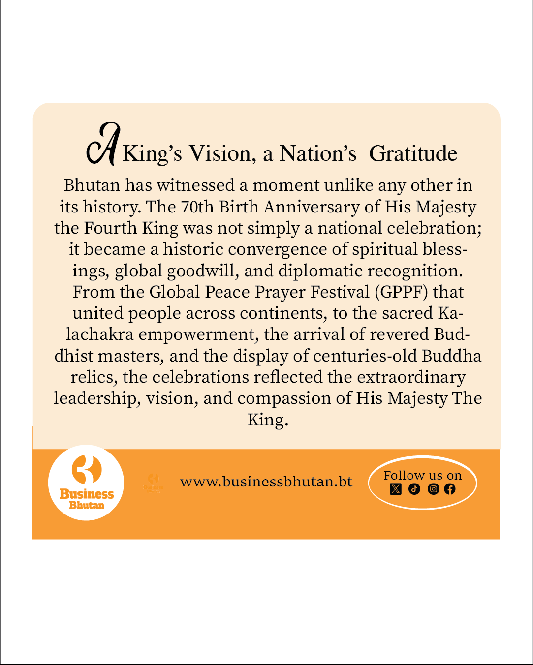 A King’s Vision, a Nation’s Gratitude A King’s Vision, a Nation’s Gratitude