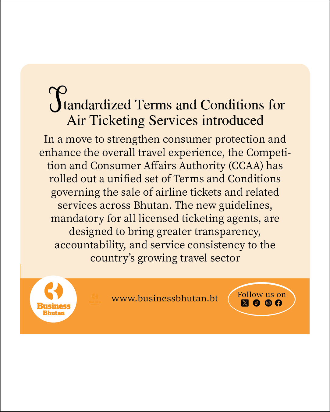 Standardized Terms and Conditions for Air Ticketing Services introduced Standardized Terms and Conditions for Air Ticketing Services introduced