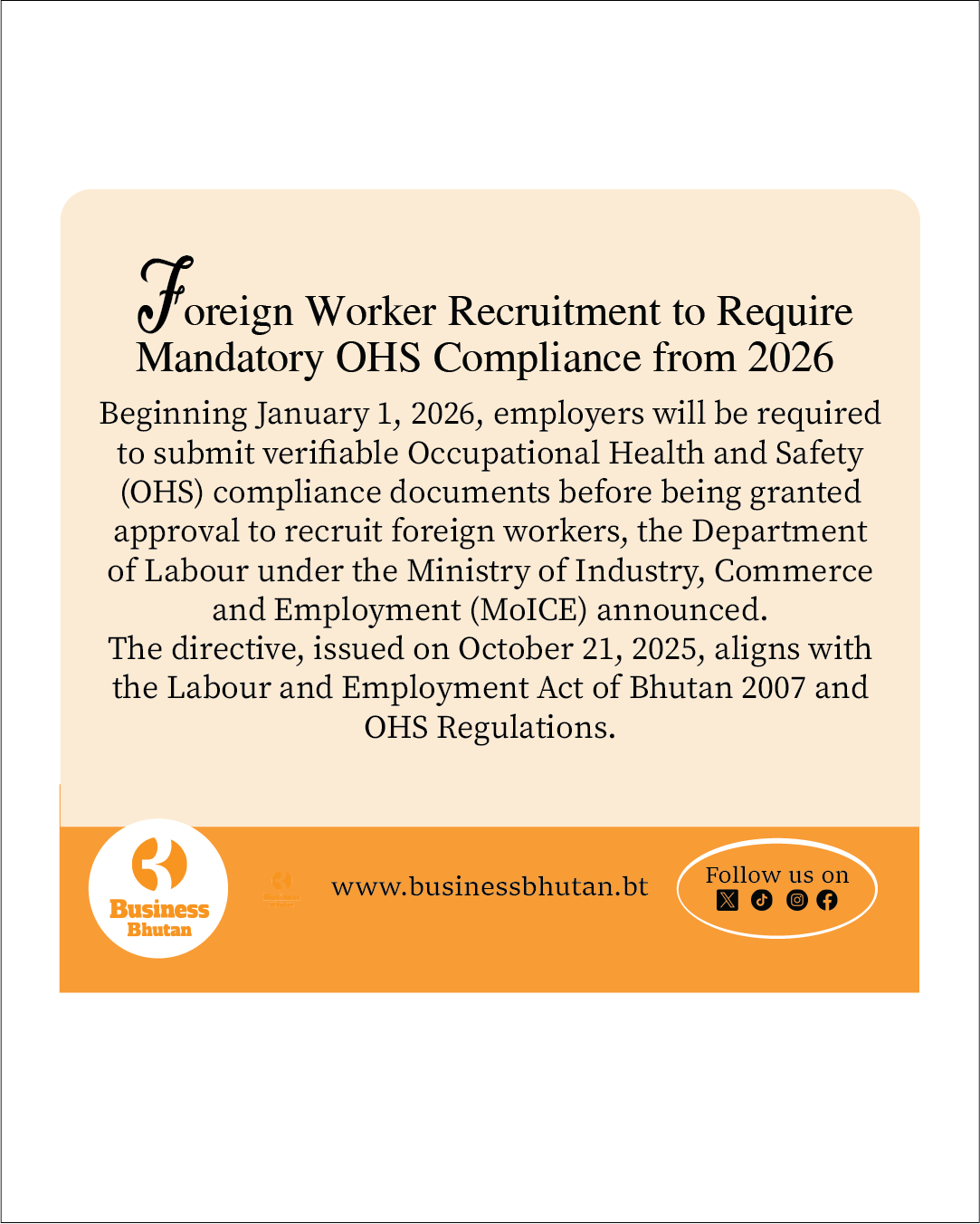 Foreign Worker Recruitment to Require Mandatory OHS Compliance from 2026 Foreign Worker Recruitment to Require Mandatory OHS Compliance from 2026