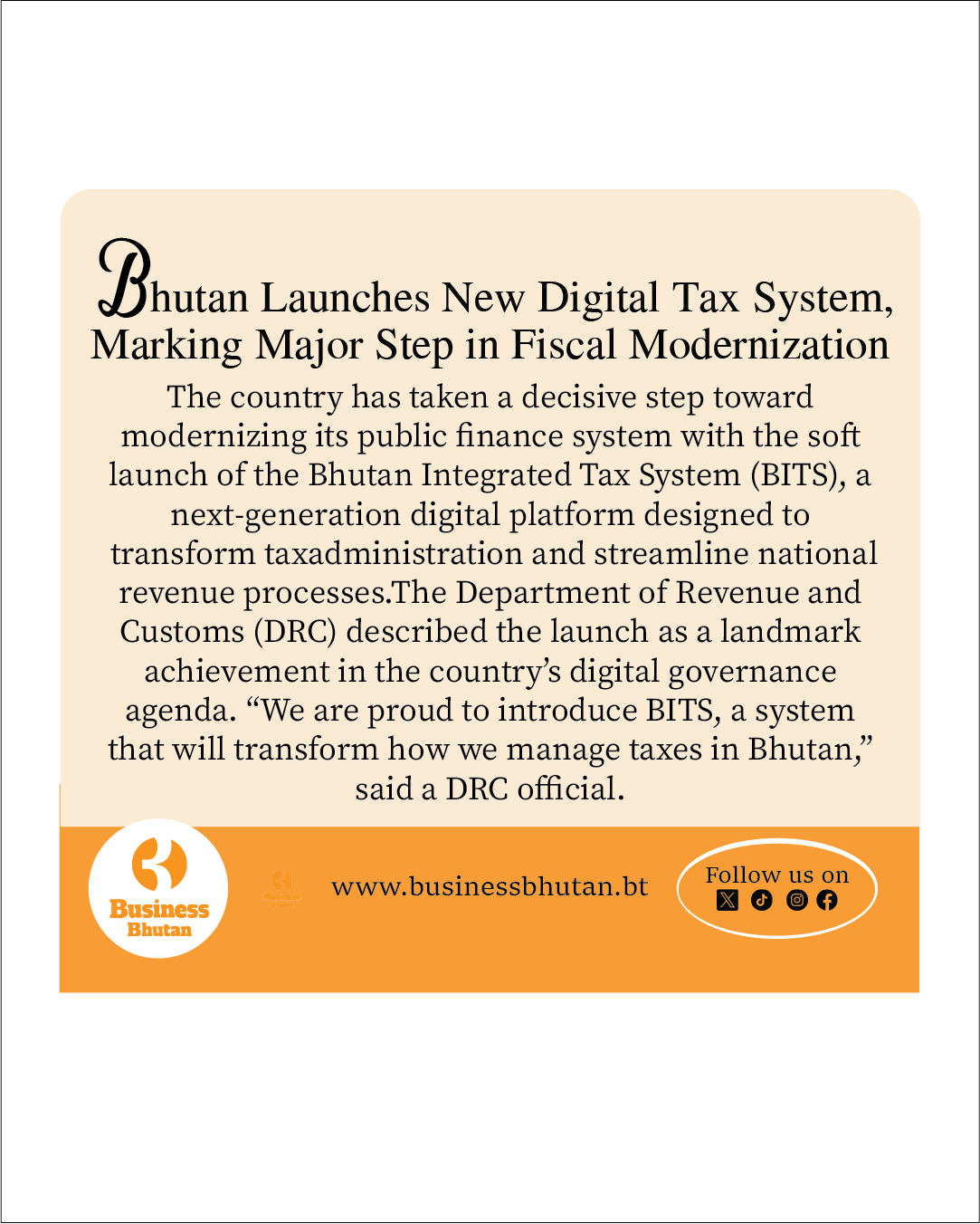 Bhutan Launches New Digital Tax System, Marking Major Step in Fiscal Modernization