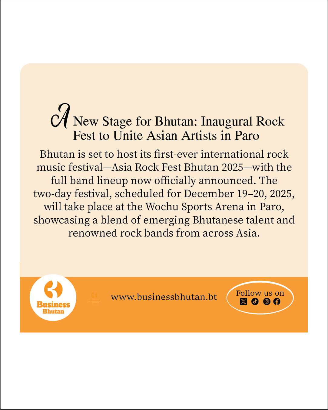 A New Stage for Bhutan: Inaugural Rock Fest to Unite Asian Artists in Paro A New Stage for Bhutan: Inaugural Rock Fest to Unite Asian Artists in Paro