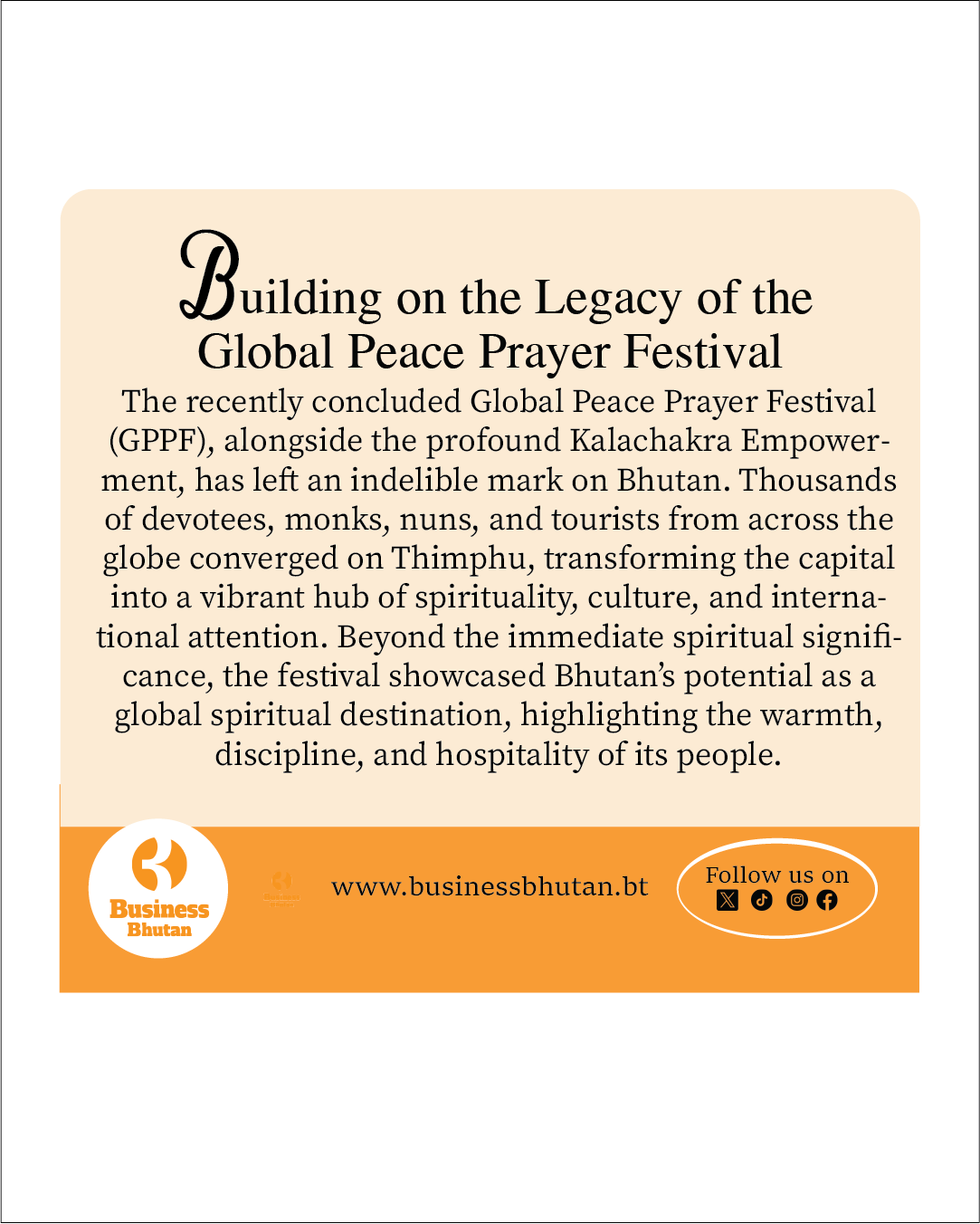 Building on the Legacy of the  Global Peace Prayer Festival