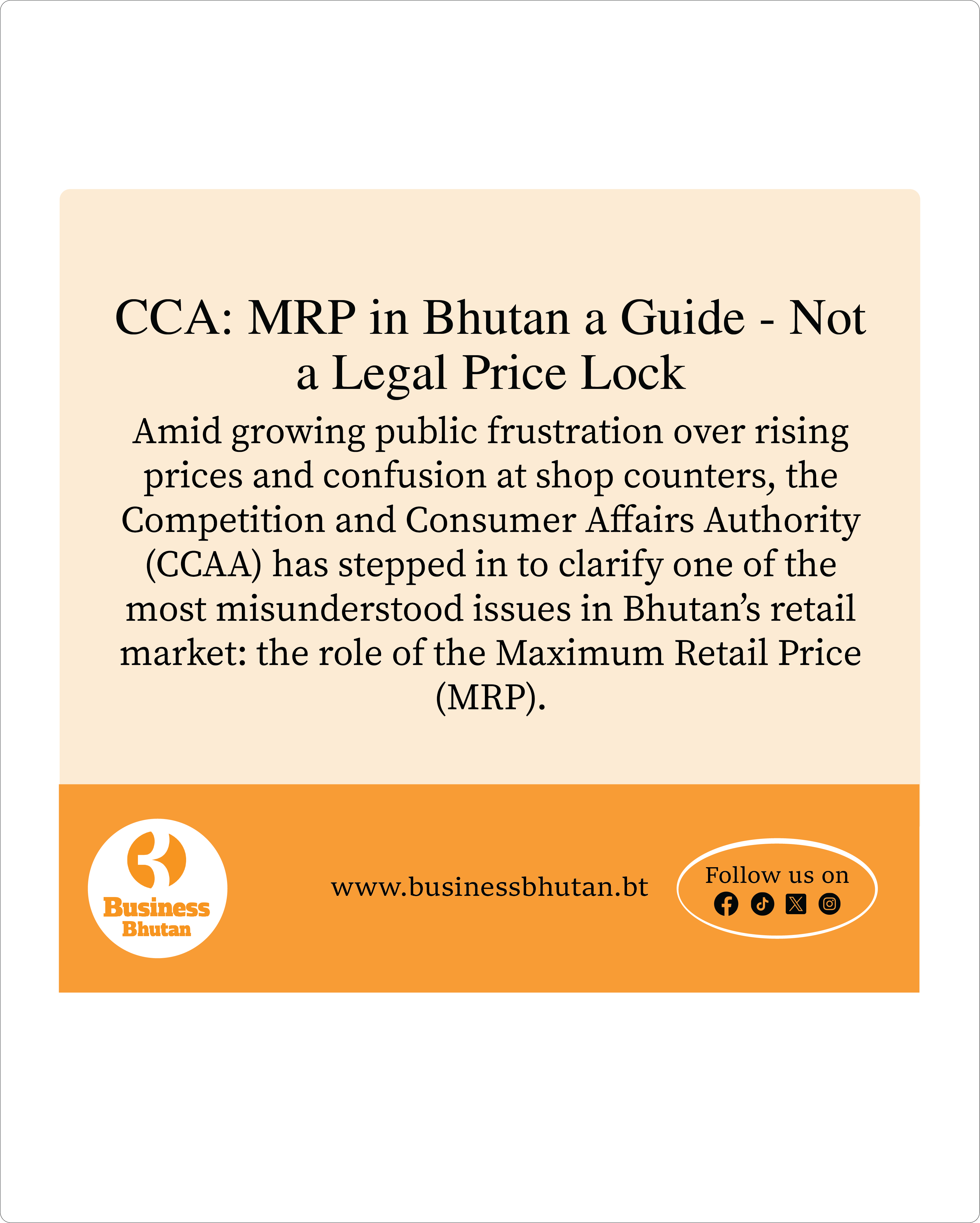 CCA: MRP in Bhutan a Guide - Not a Legal Price Lock