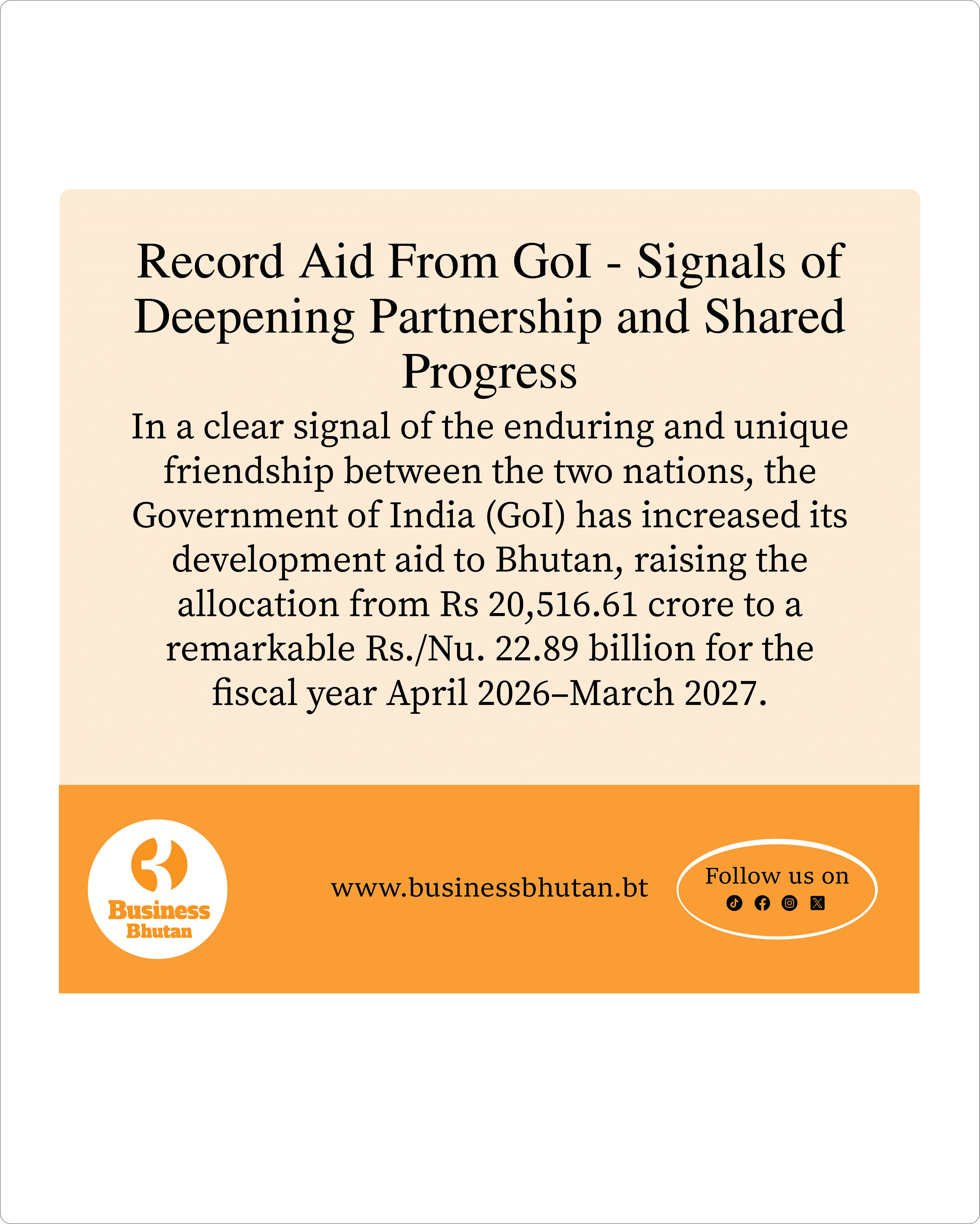 Record Aid From GoI - Signals of Deepening Partnership and Shared Progress