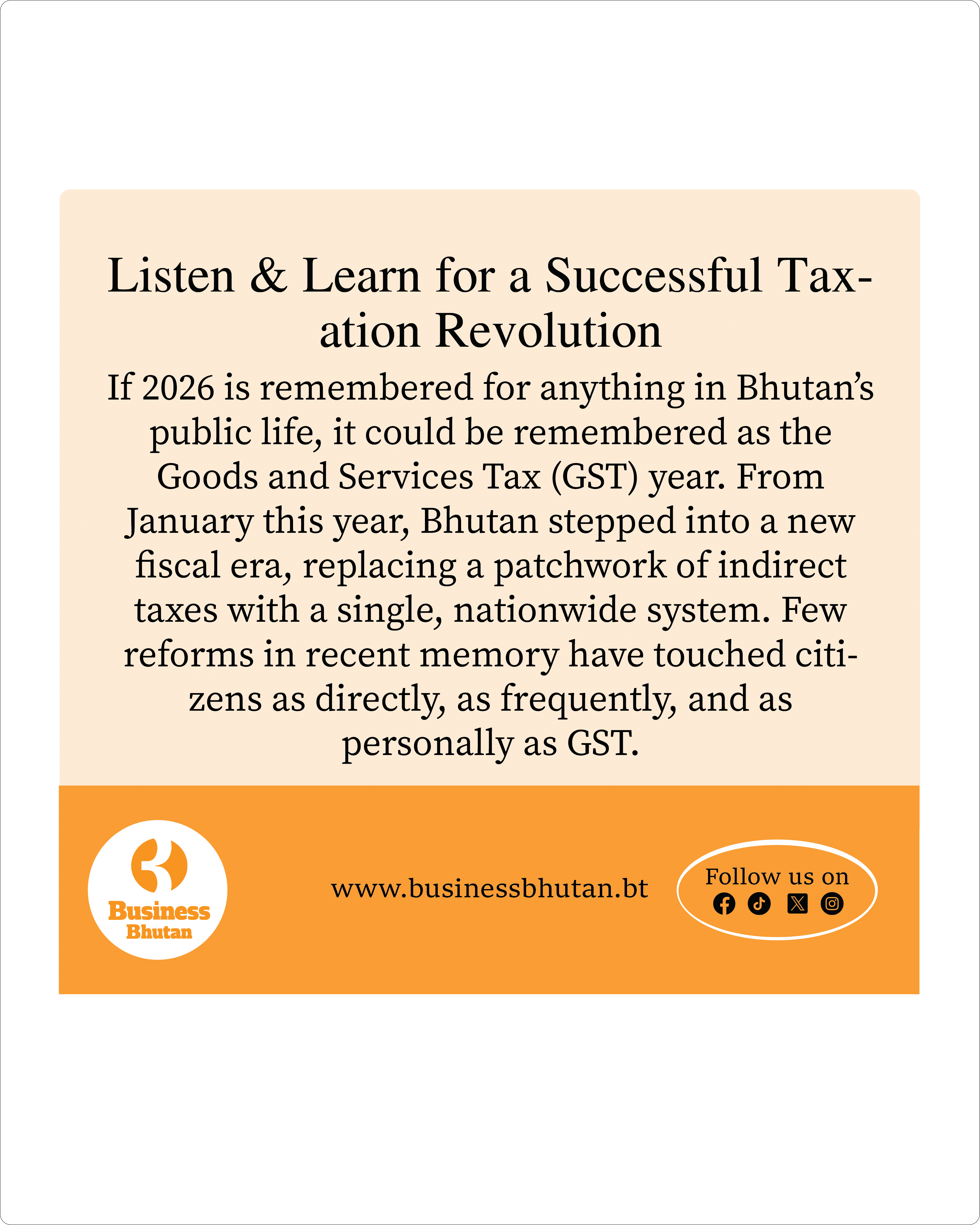 Listen & Learn for a Successful Taxation Revolution Listen & Learn for a Successful Taxation Revolution