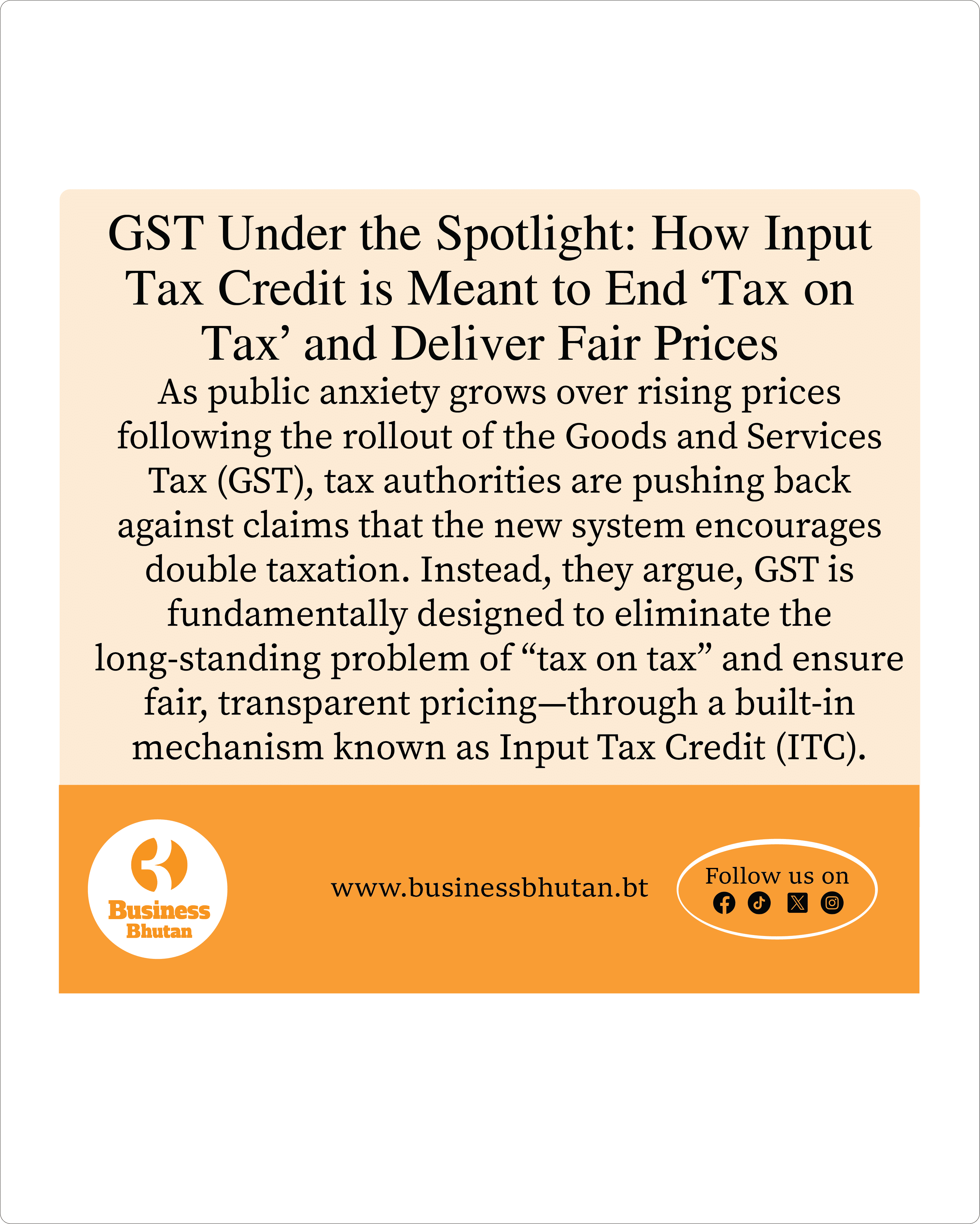 GST Under the Spotlight: How Input Tax Credit is Meant to End ‘Tax on Tax’ and Deliver Fair Prices