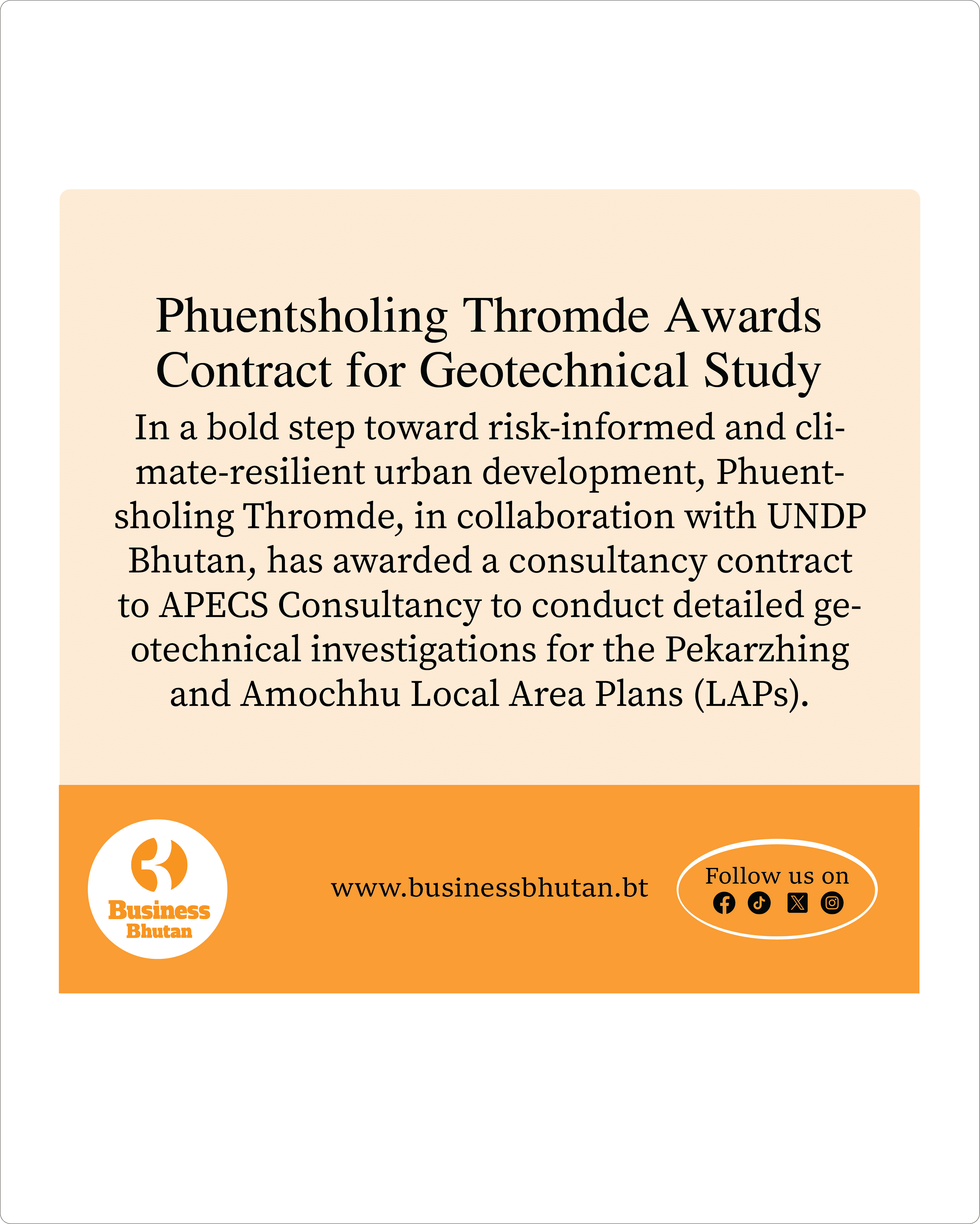 Phuentsholing Thromde Awards Contract for Geotechnical Study