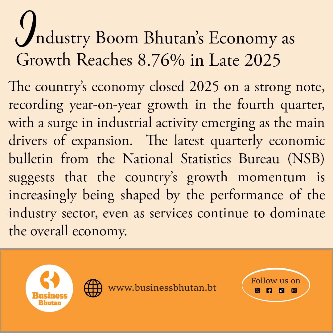 𝐈𝐧𝐝𝐮𝐬𝐭𝐫𝐲 𝐁𝐨𝐨𝐦 𝐁𝐡𝐮𝐭𝐚𝐧’𝐬 𝐄𝐜𝐨𝐧𝐨𝐦𝐲 𝐚𝐬 𝐆𝐫𝐨𝐰𝐭𝐡 𝐑𝐞𝐚𝐜𝐡𝐞𝐬 𝟖.𝟕𝟔% 𝐢𝐧 𝐋𝐚𝐭𝐞 𝟐𝟎𝟐𝟓