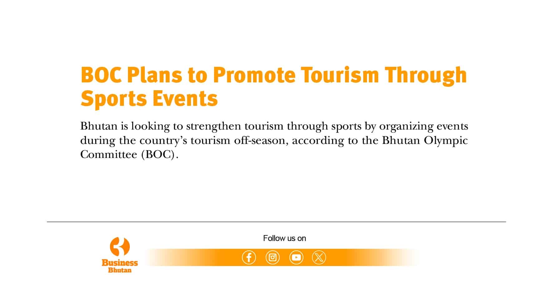 BOC Plans to Promote Tourism Through Sports Events