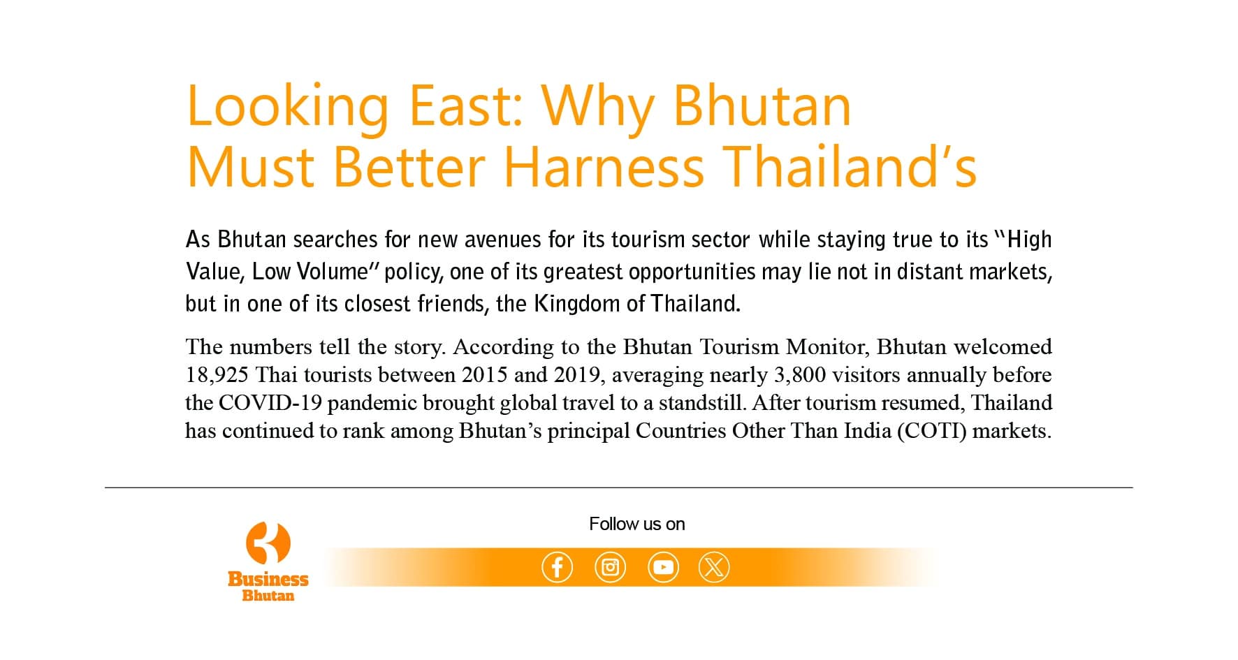 Looking East: Why Bhutan Must Better Harness Thailand’s Tourism Potential